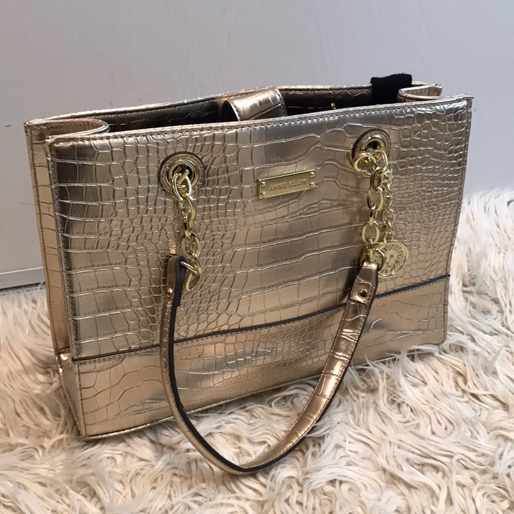 Anne Klein Gold faix crocodile purse